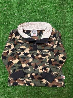 Dapper Dude Dinosaur Camouflage Sherpa Fleece Pullover Sweatshirt